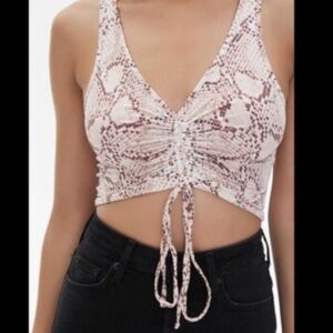 Forever 21 Beige Snake Print Crop Top